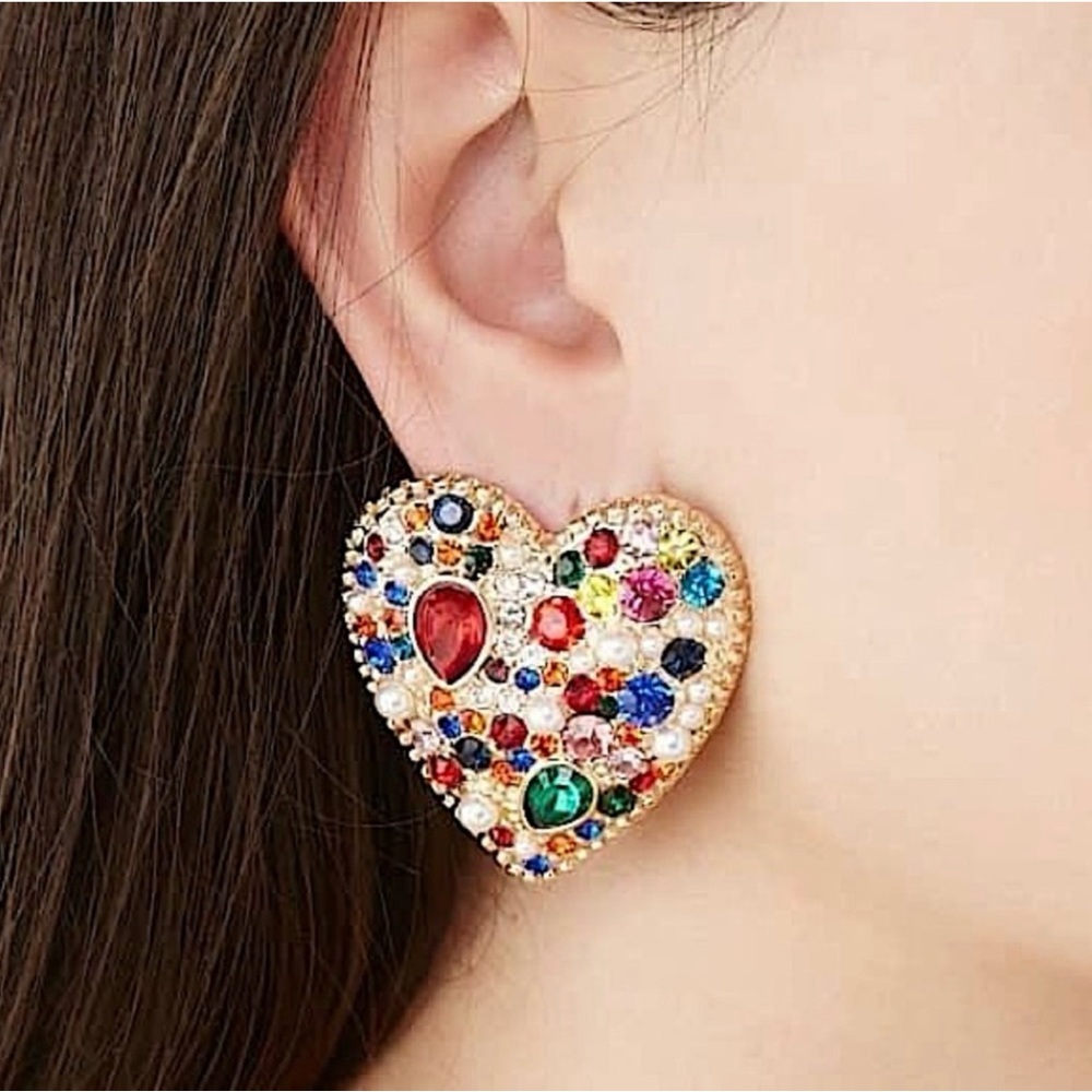Forever 21 Rhinestone/Faux Pearl Clip-On Earrings